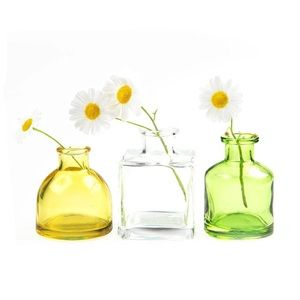 Chive Mini Glass Bud Vases - Round Yellow